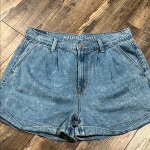 American Eagle Outfitters Blue Jean Shorts High-Waisted Relaxed Fit